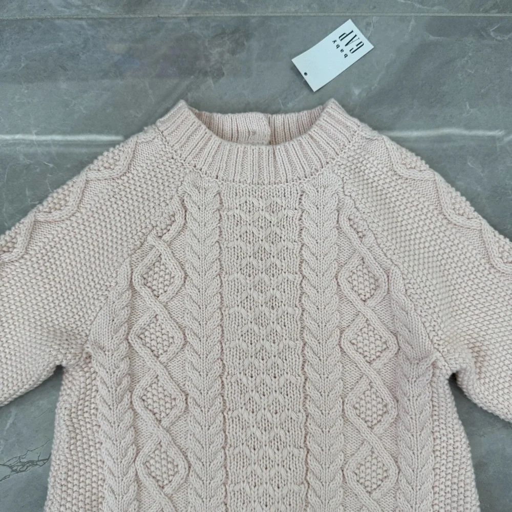 Baby Gap Cable Knit Long Sleeve Sweater Dress 100% Cotton Size 6-12 Months